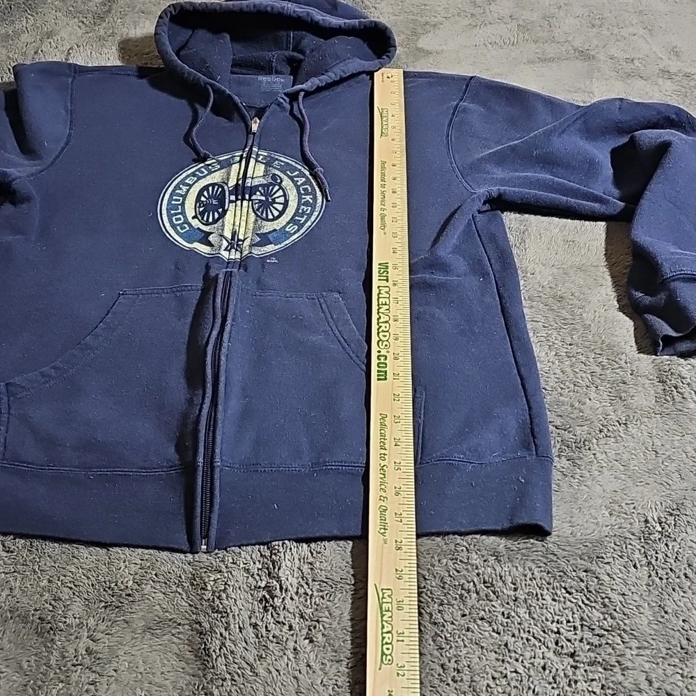 Reebok Columbus Blue Jackets Full Zip Long Sleeve Hooded Jacket Size M